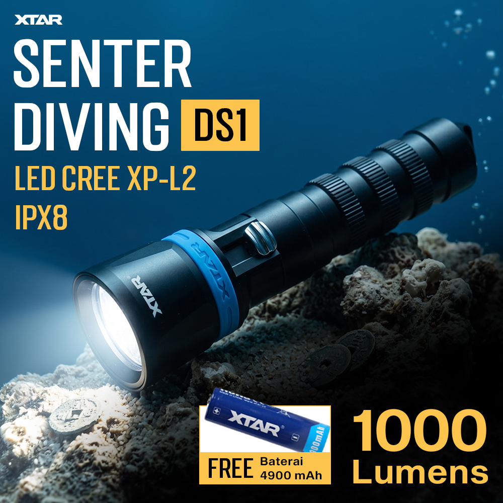 XTAR Senter Diving Waterproof IPX8 LED CREE XP L2 1000 Lumens - DS1