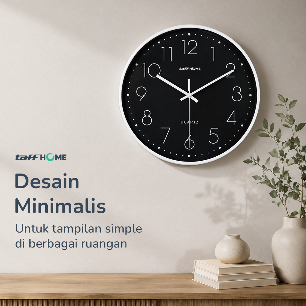 TaffHOME Jam Dinding Bulat Quartz Silent Movement 29cm - MS30 - Gambar 5