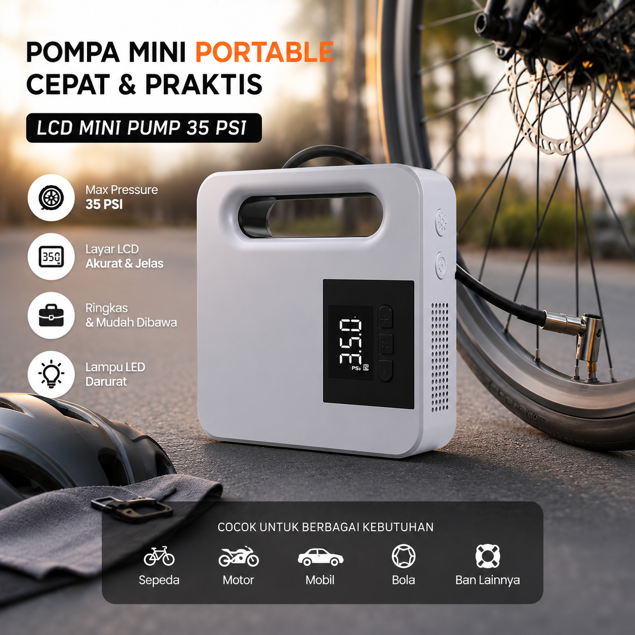 EAFC Inflator Pompa Angin Ban Mobil Elektrik LCD Display - CSLP-A01