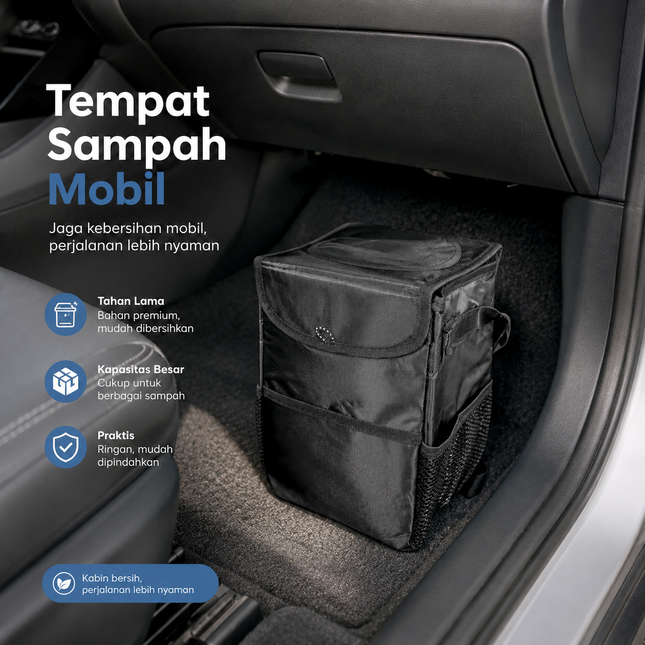 Dawndesslo Tempat Sampah Mobil Hanging Garbage Can Trash Bin - DE302