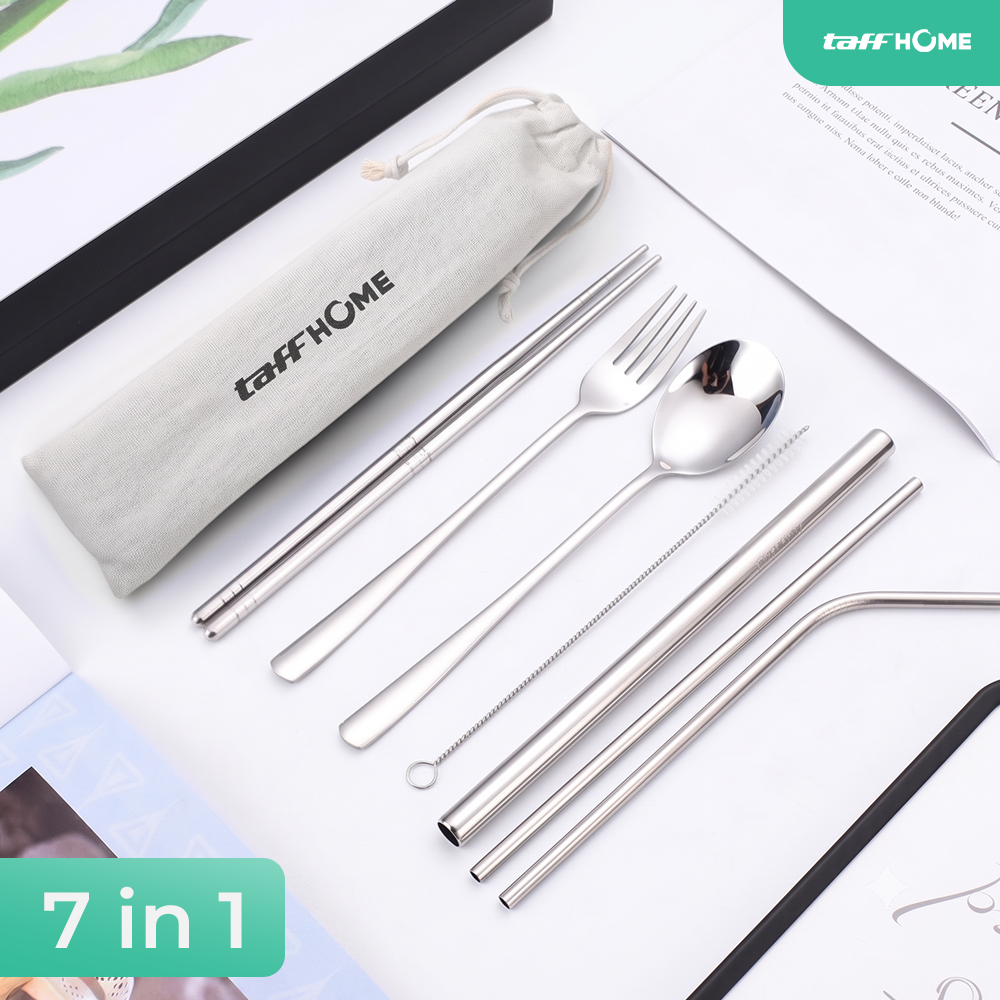TaffHOME Set Perlengkapan Makan Sendok Garpu Sumpit Pouch Cutlery Set - T1