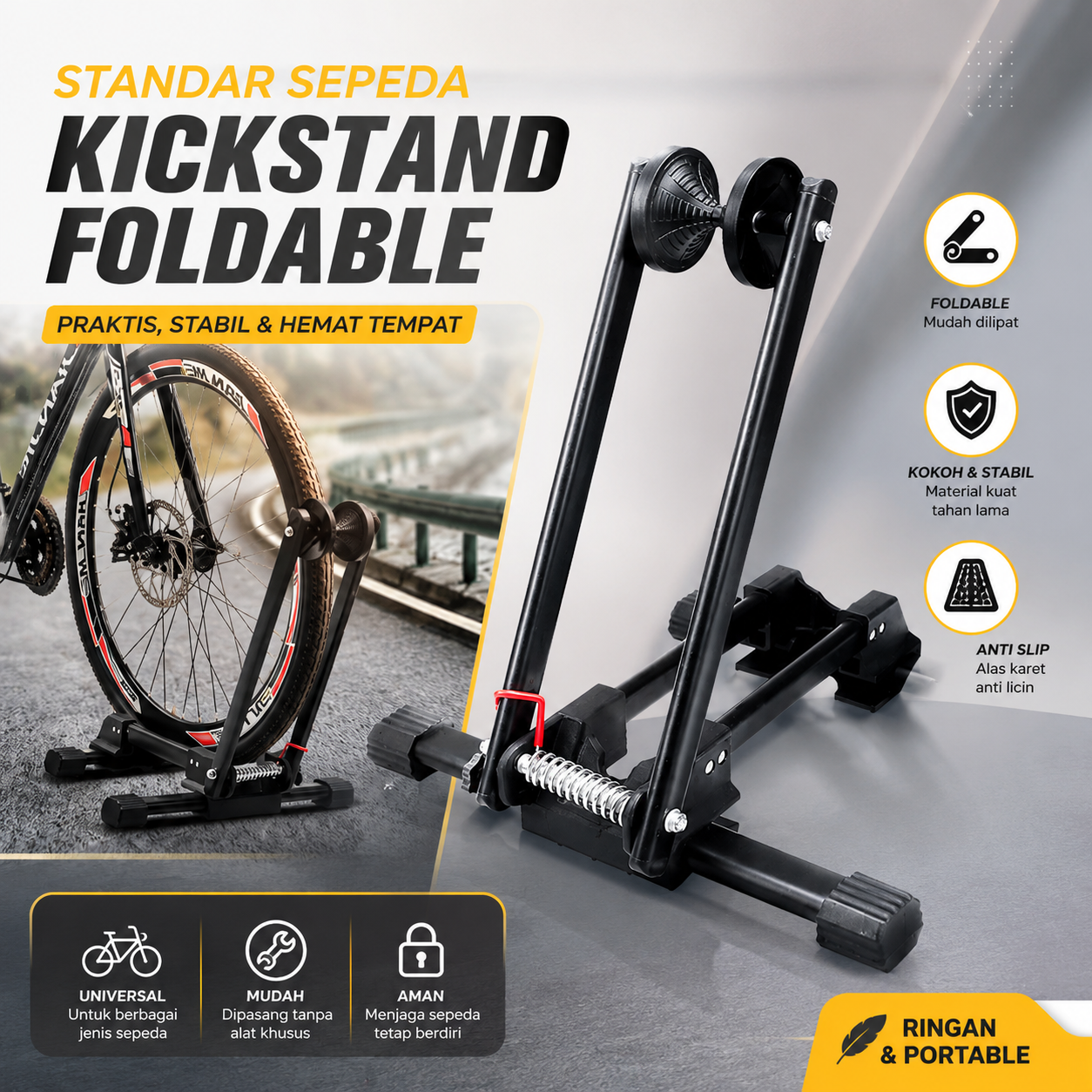 TaffSPORT Standar Sepeda Paddock Foldable Bike Kickstand Universal - L150