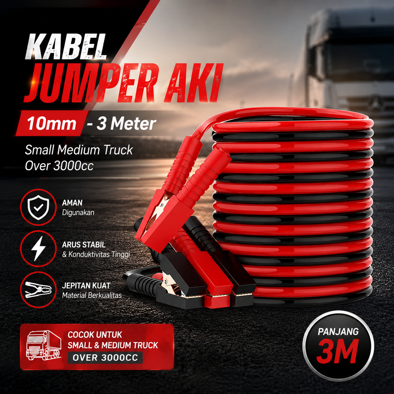 OTOHEROES Kabel Jumper Aki Copper 10mm Small Medium Truck Over 3000cc - D1500