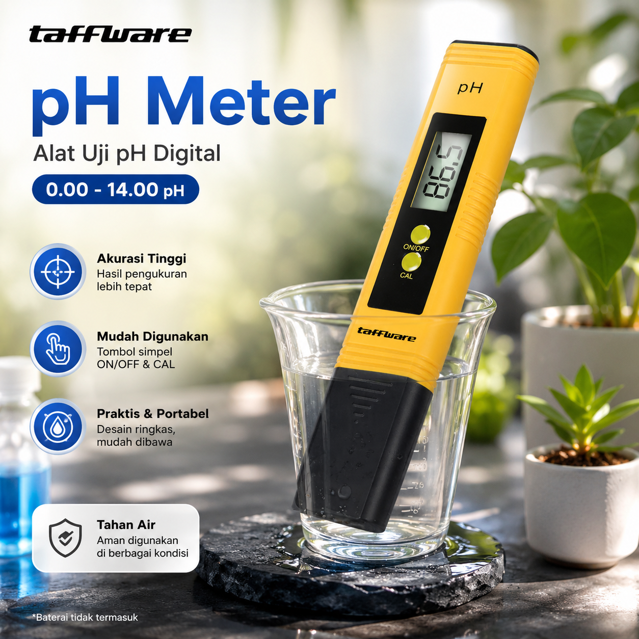 Taffware Alat Ukur Uji PH Meter Digital Air Minum Akuarium Tester - PH02