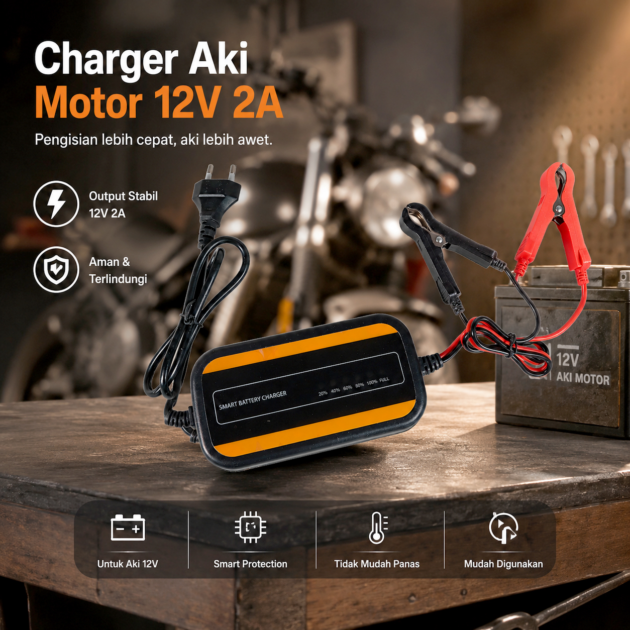 Extractme Charger Aki Motor Intelligent Battery Charger 12V 2A - H-2
