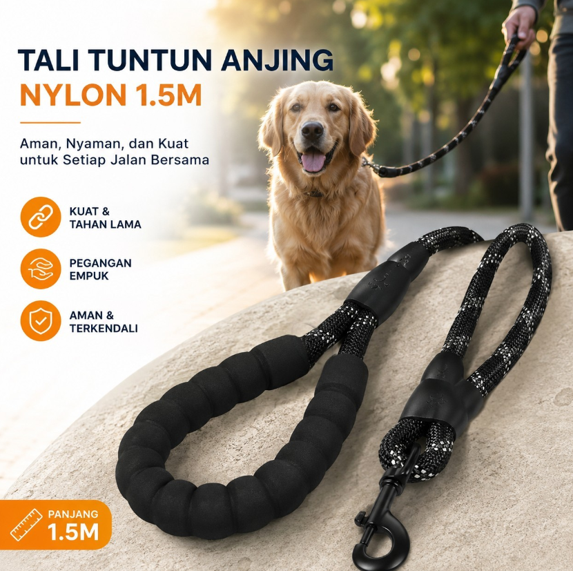 BaoRun Tali Tuntun Anjing Dog Leash Rope Nylon Rope 1.5M - M10