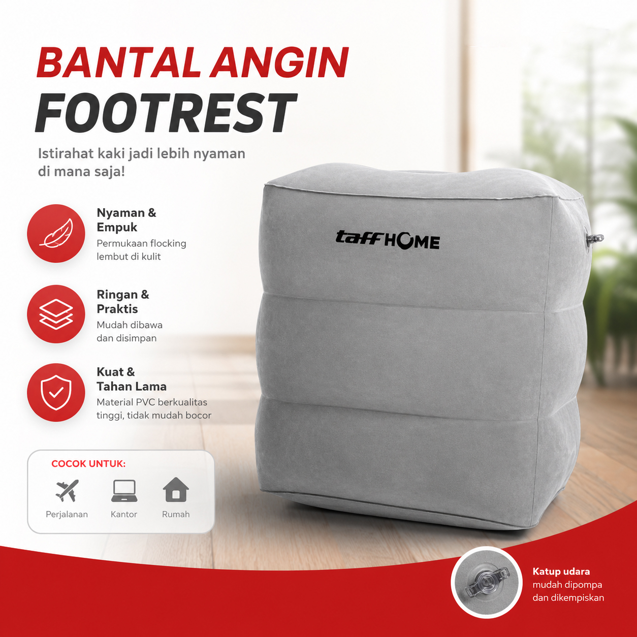 TaffHOME Bantal Angin Senderan Kaki Inflatable Footrest Pillow - BAT24