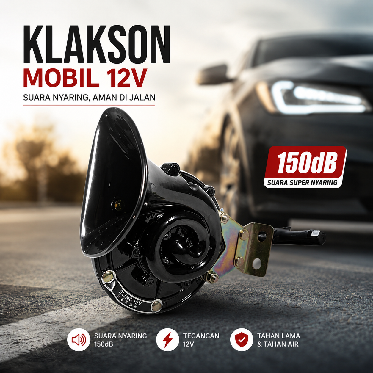 KKMOON Klakson Keong Mobil Loud Air Horn 12V 150dB - DL34G