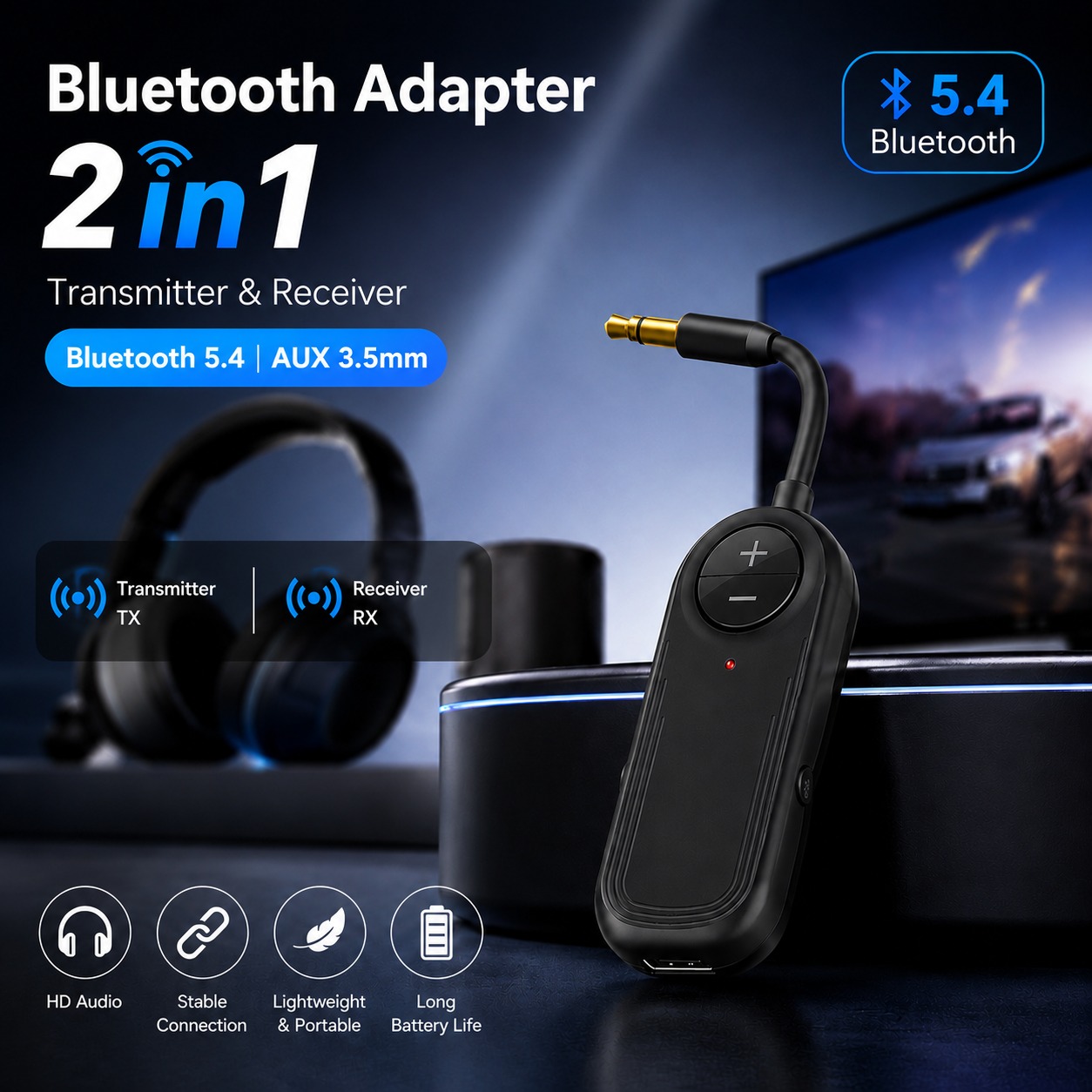 HIGI Bluetooth Adapter 2in1 Transmitter Receiver 5.3 AUX 3.5mm - M28