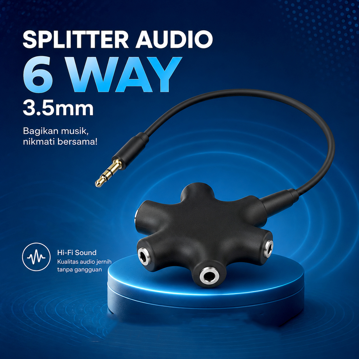 ALLOYSEED Splitter 6 Way Port Male to 5 Female Audio Earphone 3.5mm - JLT108