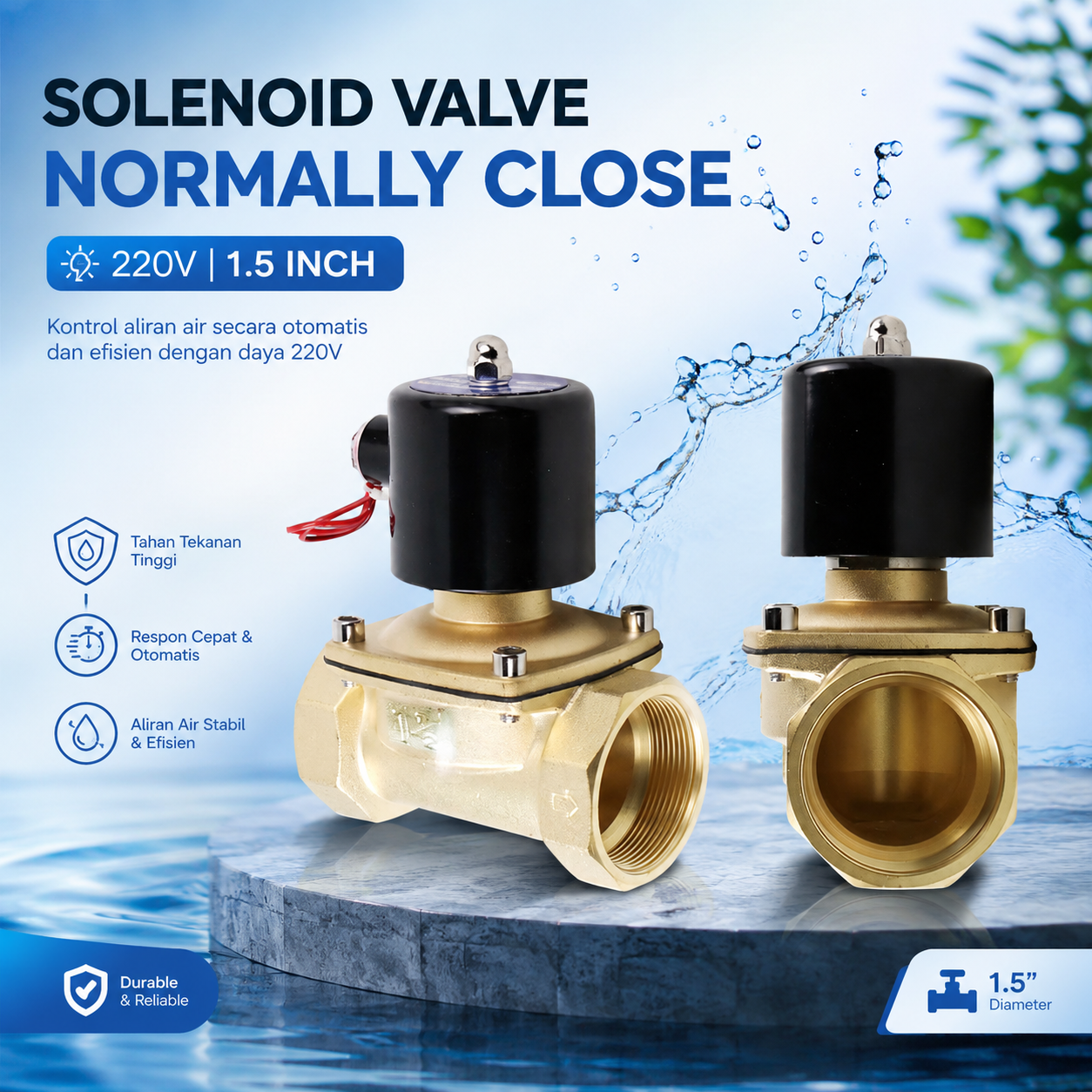 Geerte Solenoid Water Valve Keran Otomatis Normal Close 220V 1.5 Inch - 2W-400-40