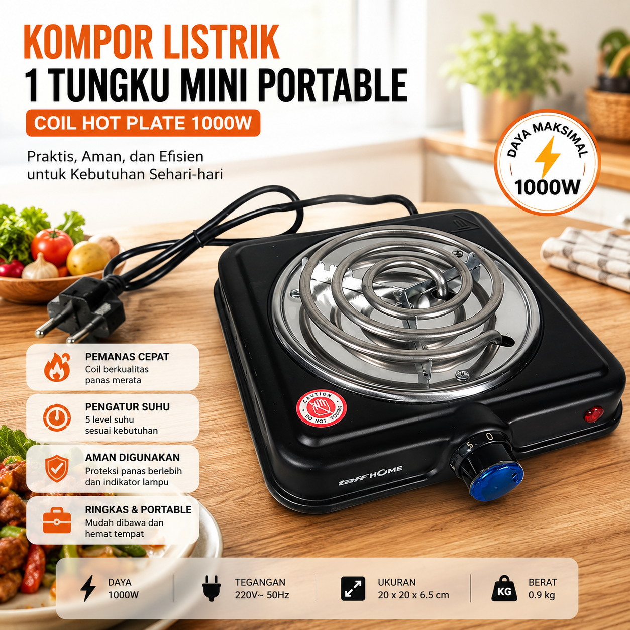 STARLUX Kompor Listrik 1 Tungku Mini Portable Coil Hot Plate 1000W - SHP-5701B