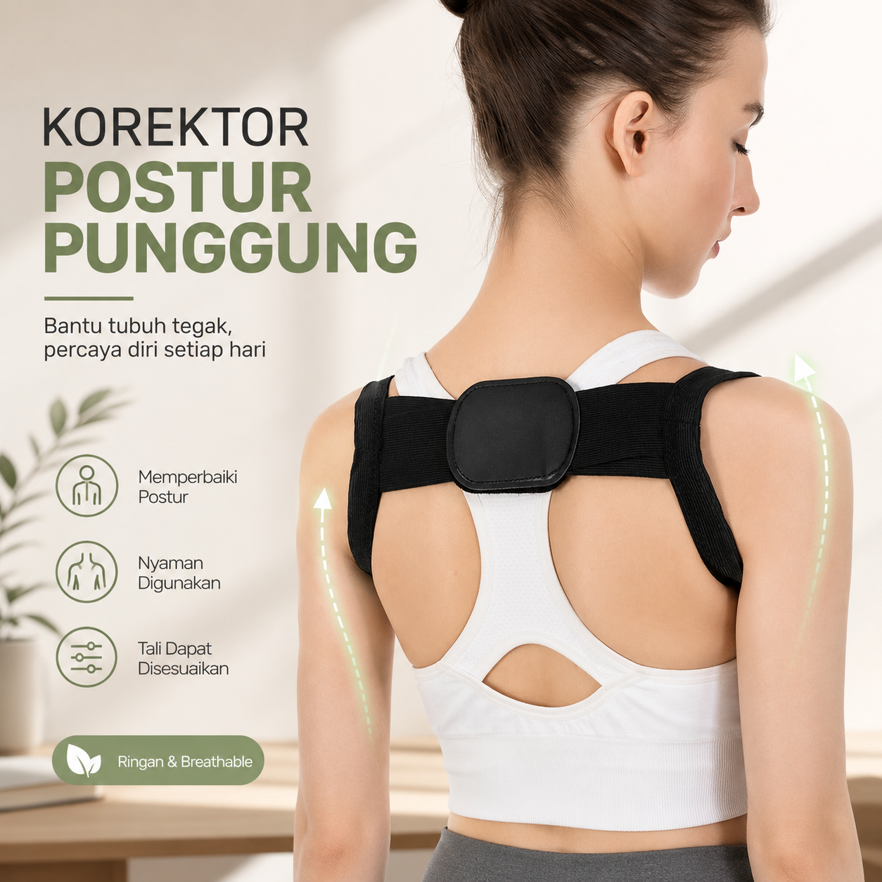 TMISHION Tali Korektor Postur Punggung Back Body Harness - BBJ-17