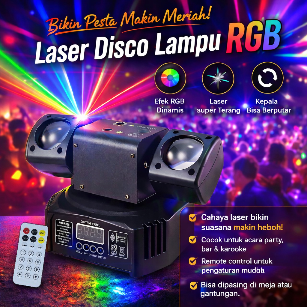 GVT Lampu Sorot LED Laser Beam Disco RGBW Moving Head DMX512 36W - G36