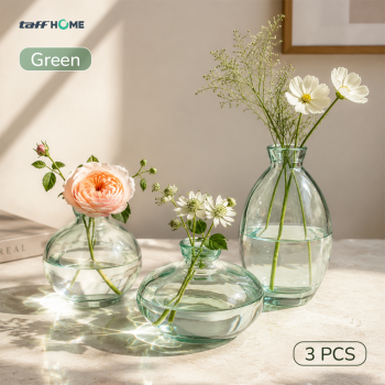 TaffHOME Vas Bunga Botol Kaca Estetik Multifungsi Flower Vase 3 PCS - HN173
