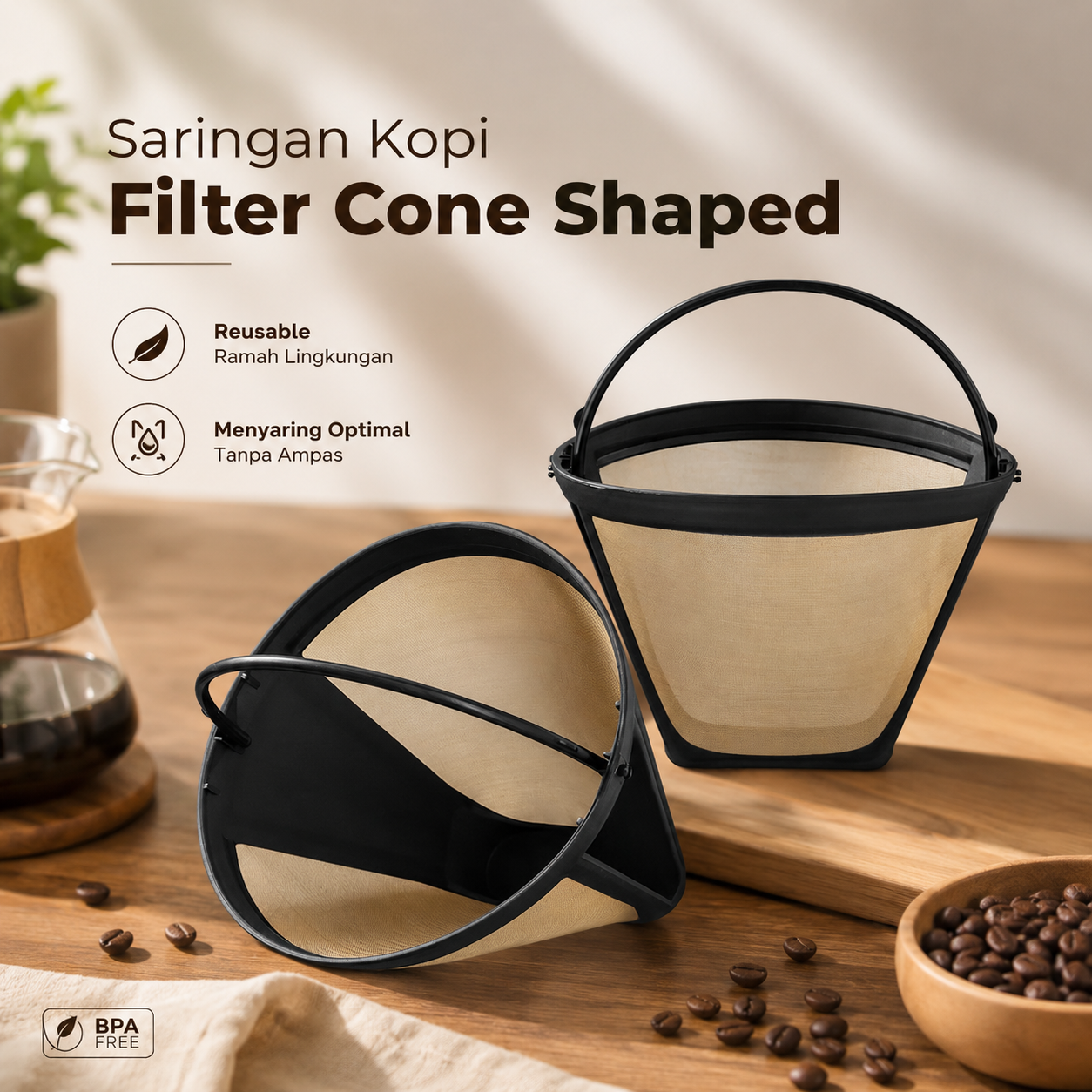 One Two Cups Saringan Kopi Filter Cone Shaped Coffee Dripper 1 PCS - K741