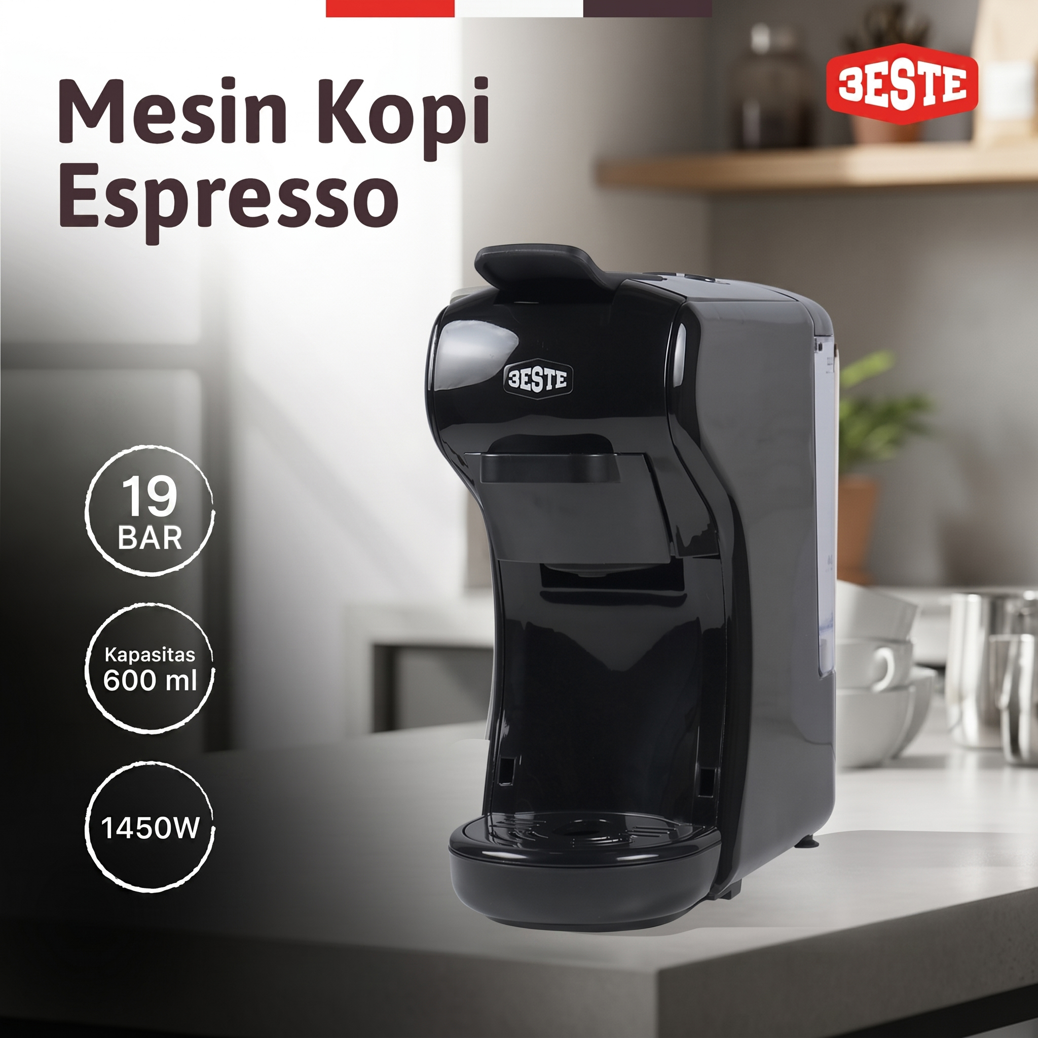 Mesin Kopi Espresso 3in1 Coffee Maker 19 Bar 1450W 600ml - ST-504