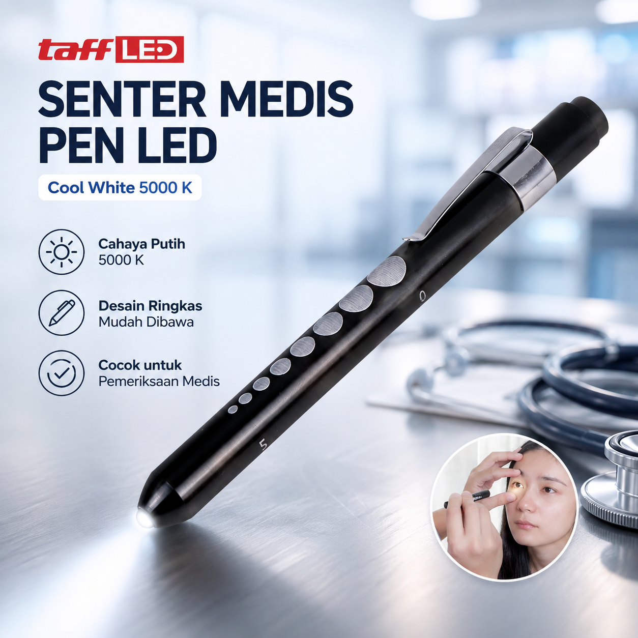 TaffLED Medical Light Pen Senter LED Medis Cek Mata Flashlight - Ti4