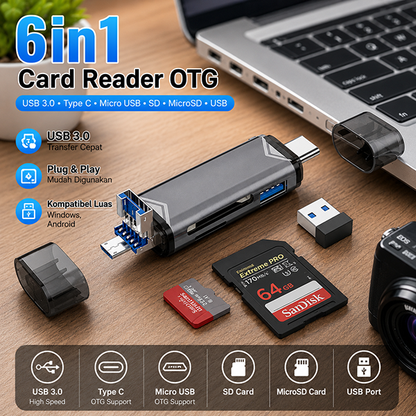 ZXX Card Reader 6in1 Type C USB 3.0 OTG MicroSD - Z61