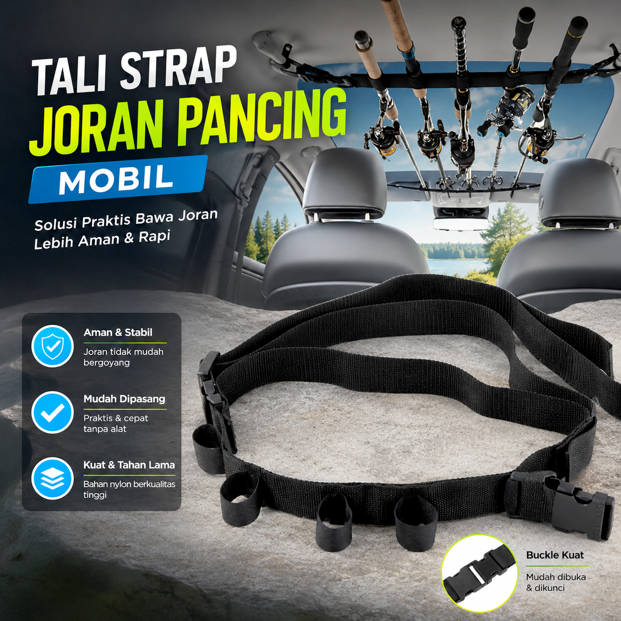 BOOMS Tali Joran Pancing Mobil Fishing Car Extension Strap - BFRMVRC