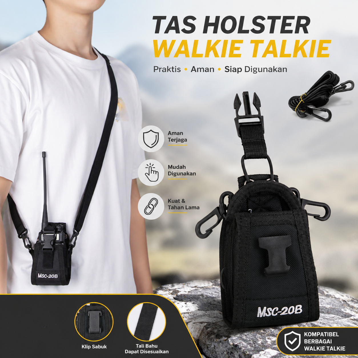 Taffware Tas Walkie Talkie Pouch Bag Holster for Pofung BAOFENG - MSC-20B