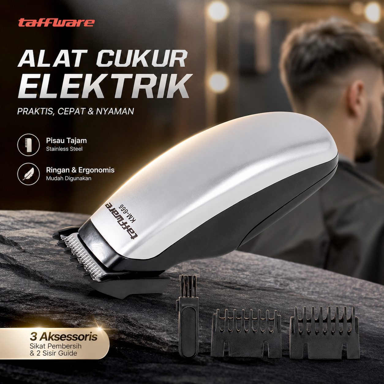 Taffware Alat Cukur Elektrik Hair Trimmer Shaver - KM-666