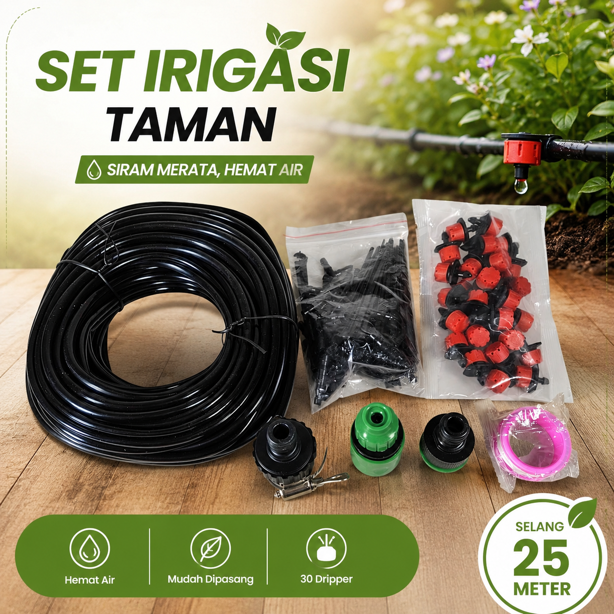 TaffHOME Peralatan Set Irigasi Air Taman Garden Watering Kit - LL-37