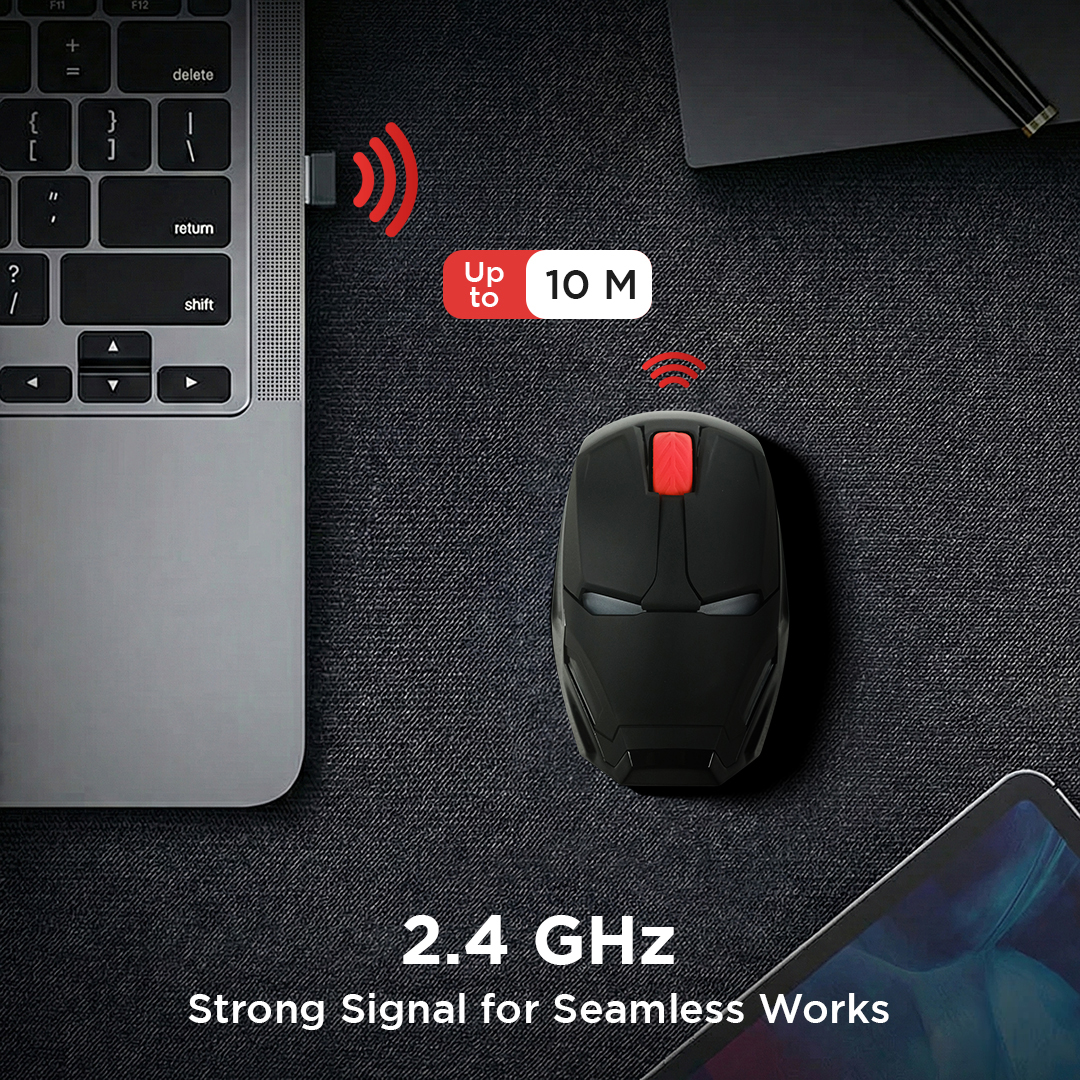 Taffware Mouse Wireless Optical 2.4GHz Iron Man 4 Key 1600 DPI - M8
