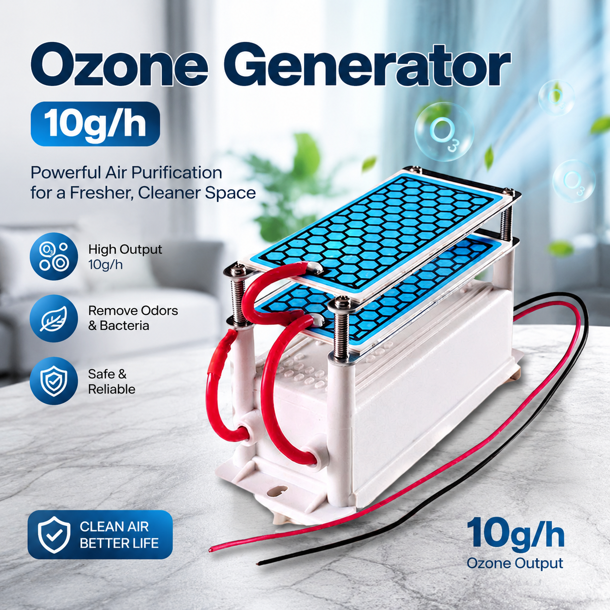 Ozonizer DIY Ozone Generator 10g/h Portable Ceramic Plate Air Purifier - CRAC220V10G