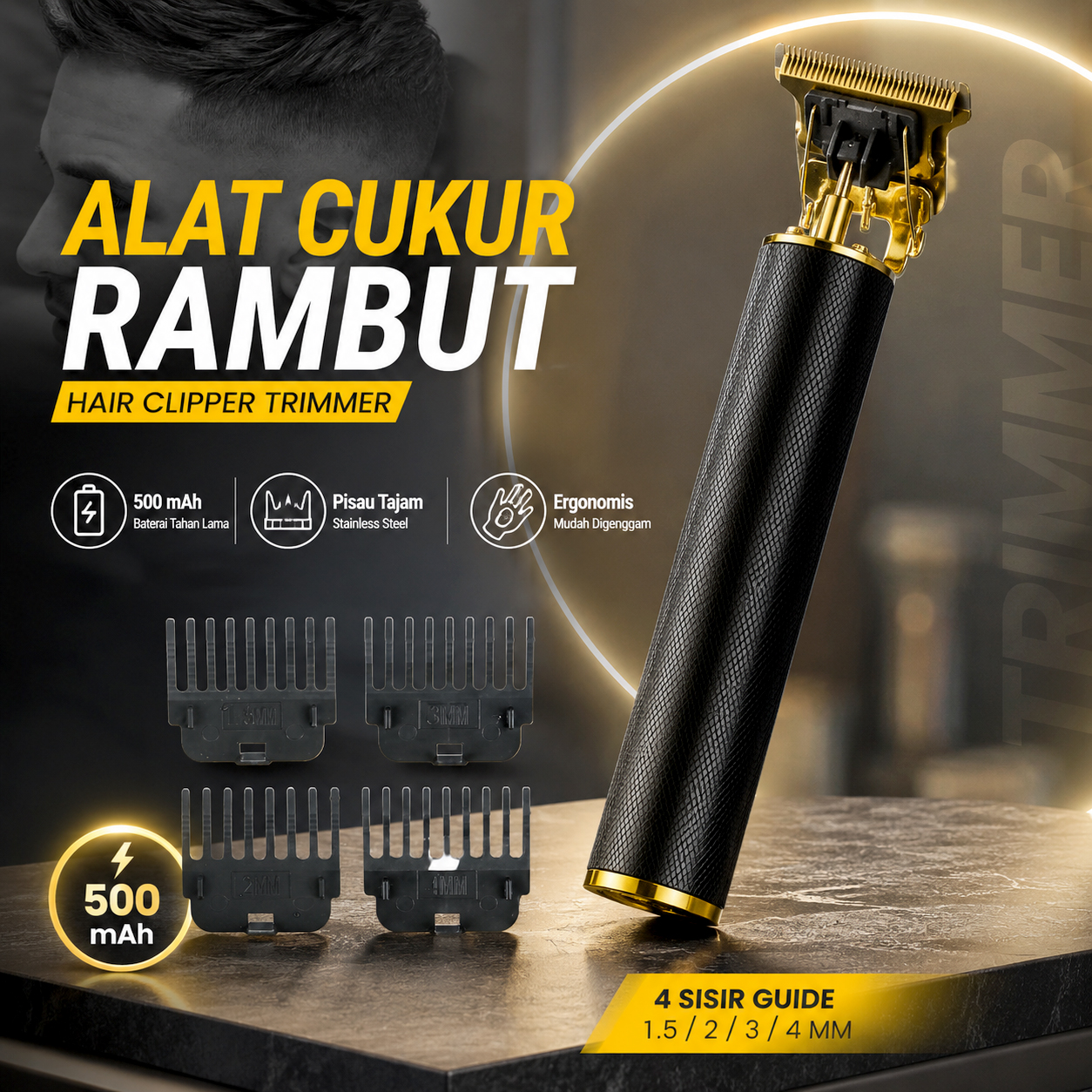 VINTAGE Alat Cukur Rambut Elektrik Hair Clipper Trimmer Rechargeable - T9