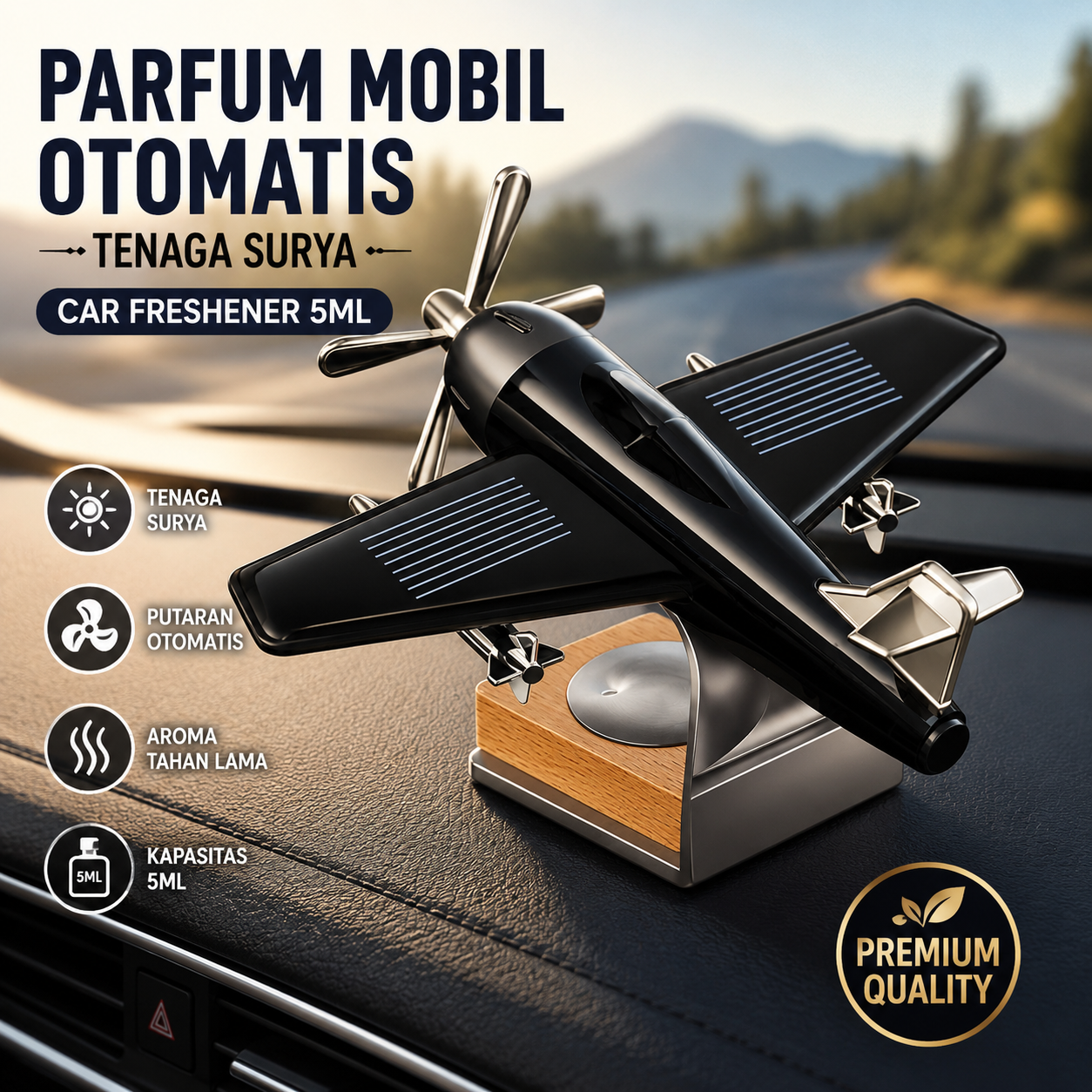 PGY Parfum Pajangan Mobil Dashboard Pesawat Tenaga Surya Car Freshener - P44