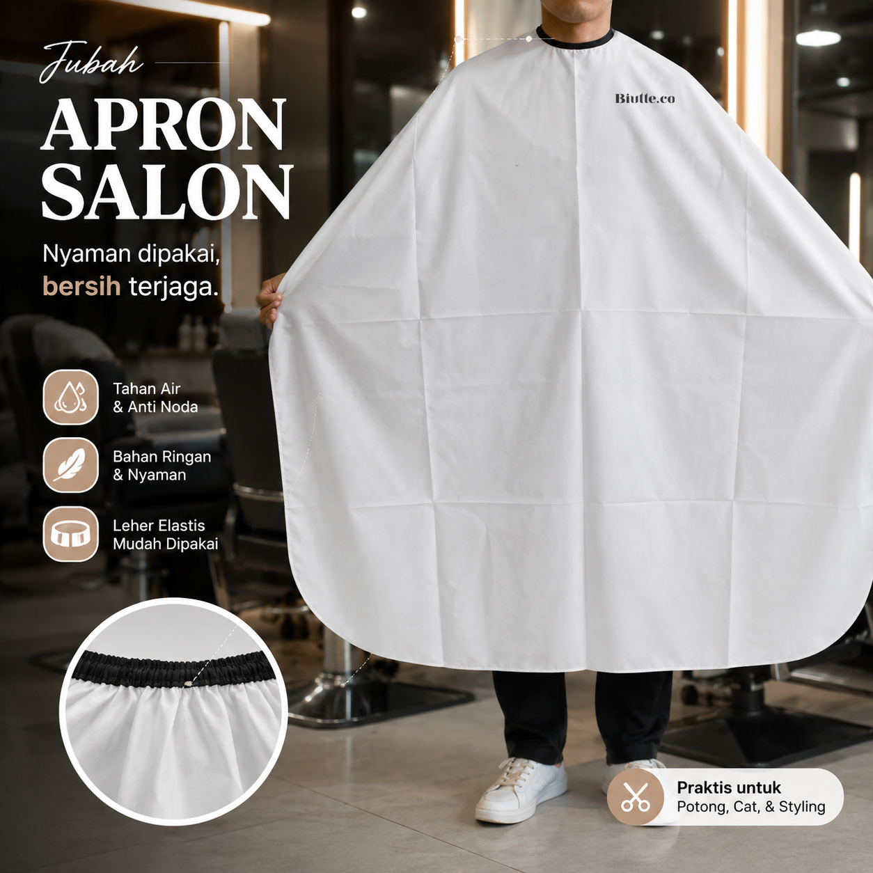 Biutte.co Jubah Apron Kip Pangkas Rambut Salon Barbershop Cape Nylon - WB03