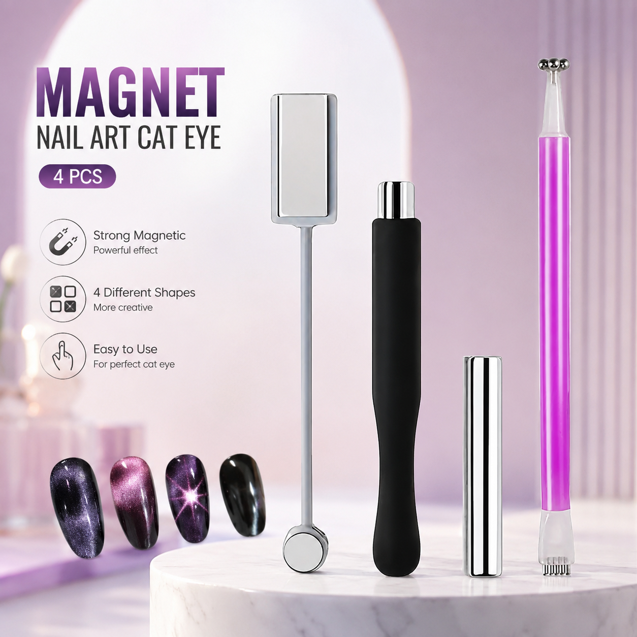 Biutte.co Magnet Nail Art Brush Cat Eye Magnetic Pen 4 PCS - BC141