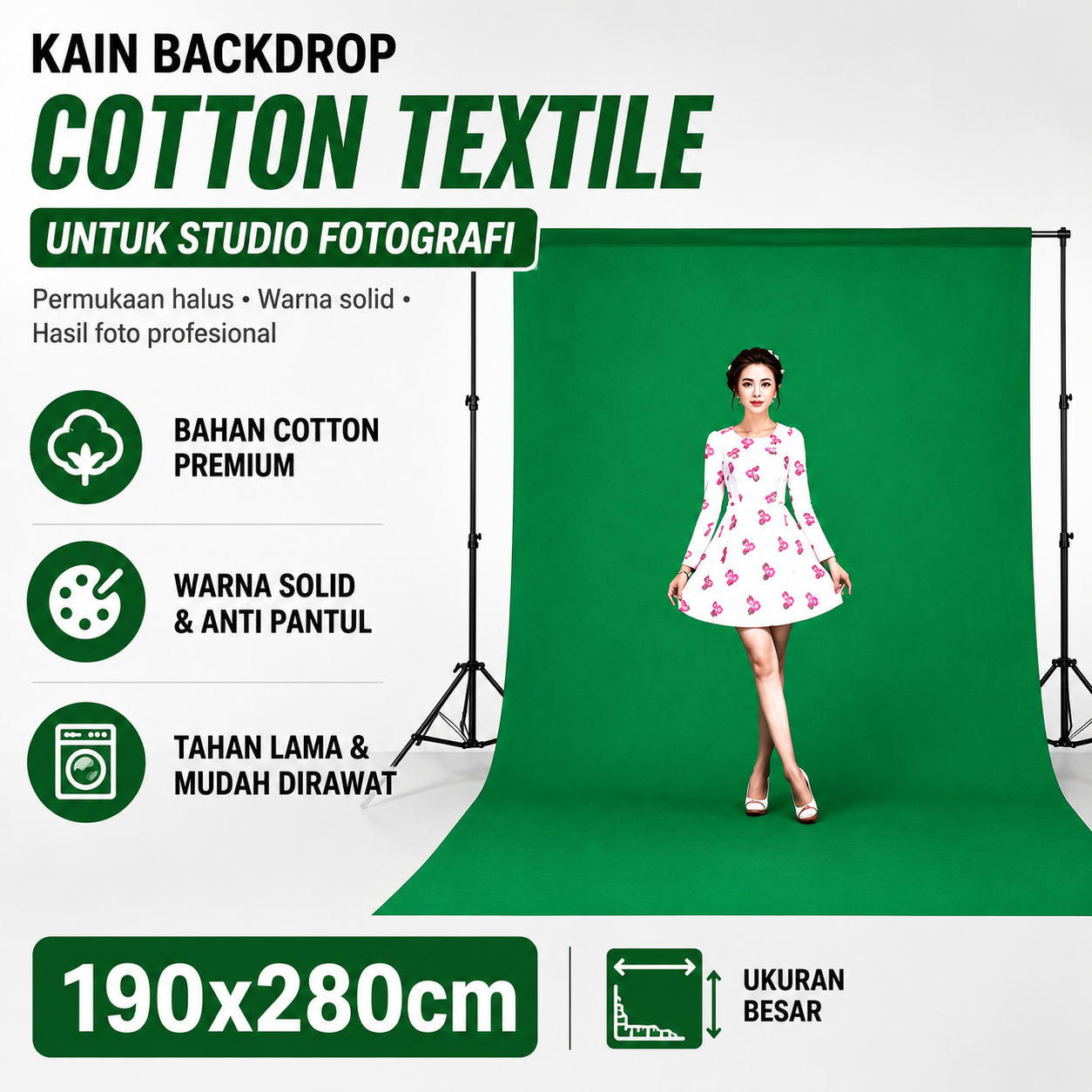 AMBITFUL Kain Backdrop Studio Fotografi Cotton Textile Muslin Cloth - B29