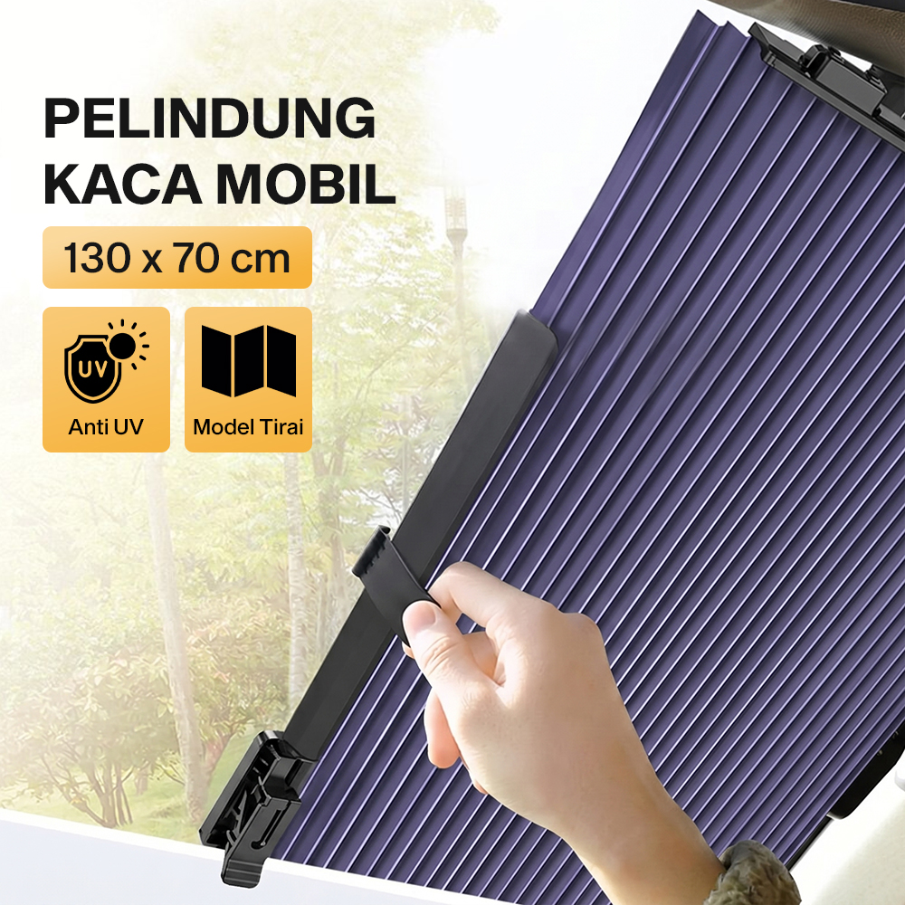 AUTOTECH Tirai Penutup Kaca Depan Mobil Pelindung Panas Sun Shade 70cm - XZM121