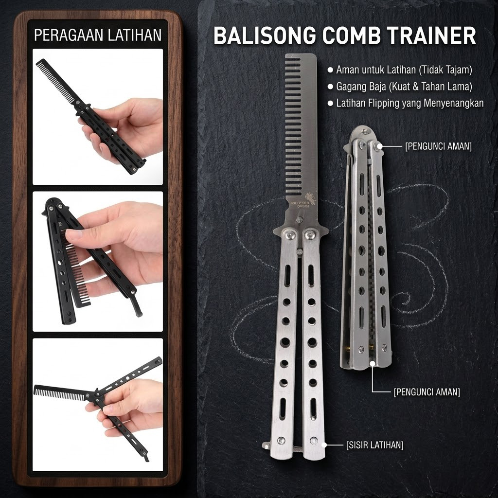 KNIFEZER Pisau Sisir Besi Butterfly Balisong Training Knife CS GO - LF-9898