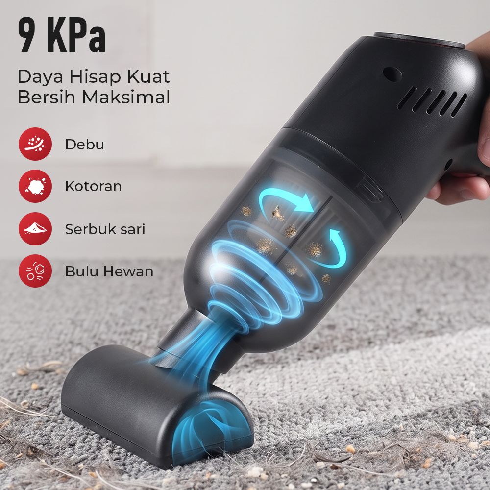 HELLOLEIBOO Penyedot Debu Mobil Handheld Vacuum Cleaner 9000Pa 120W - LT-101C
