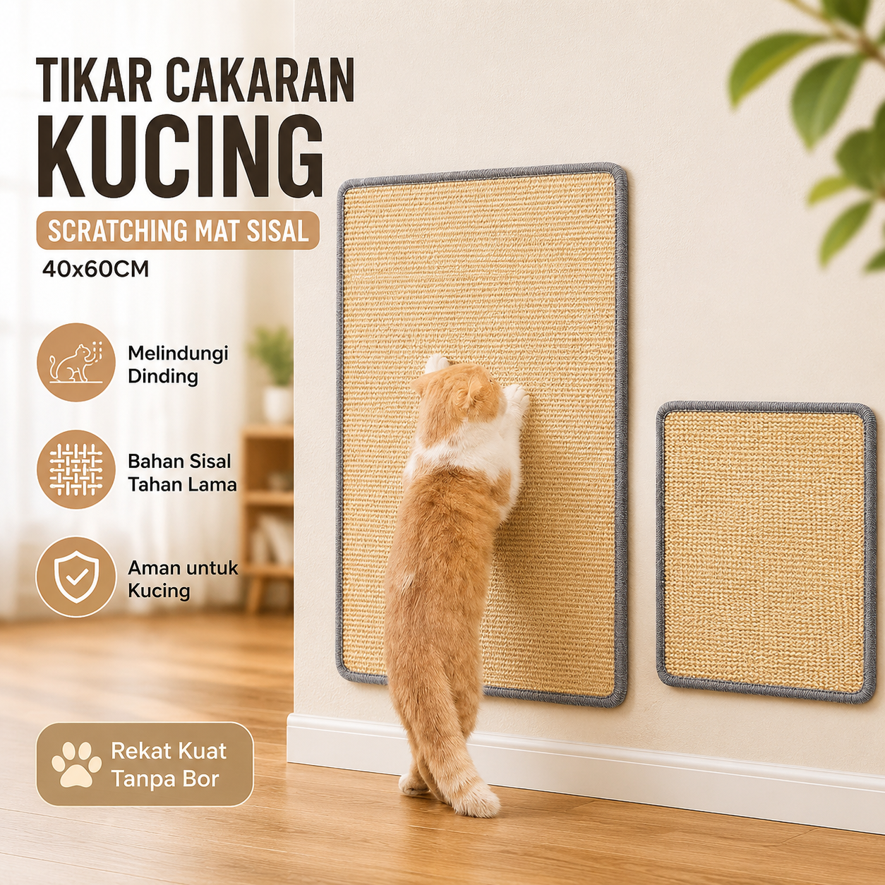 CATNIT Tikar Cakaran Kucing Scratching Alas Garukan Cat Mat Sisal - C4060