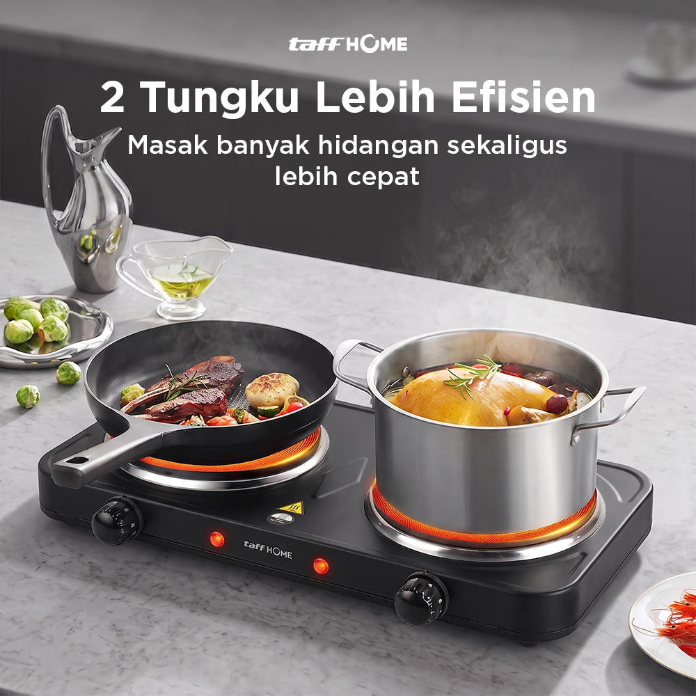 Taffware Kompor Listrik 2 Tungku Portable Hot Plate 2000W - WY-04B
