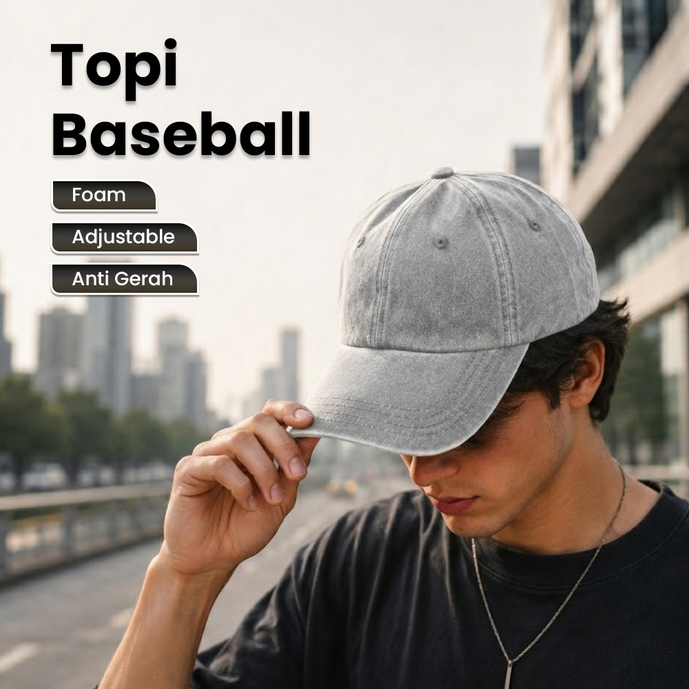 MUJE Topi Baseball Polos Adjustable Breathable Washed Style Katun Cap - F250