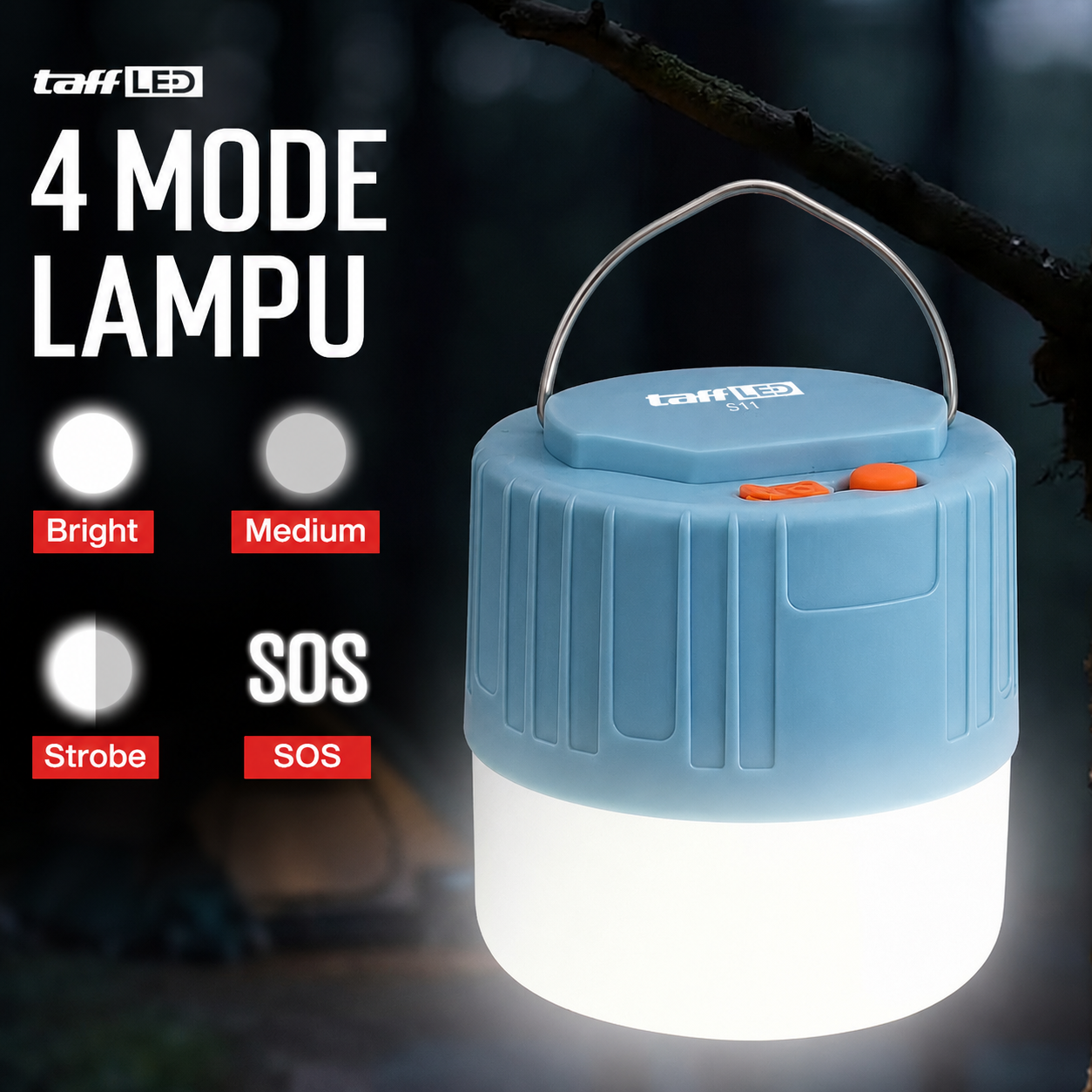 TaffLED Lampu LED Camping Lantern 5 Modes Waterproof 1200mAh - 511