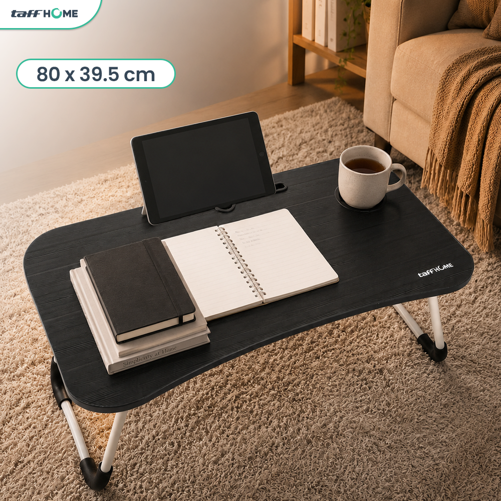 TaffHOME Meja Lipat Belajar Kerja Foldable 80x39.5cm with Cup Slot - DCV40