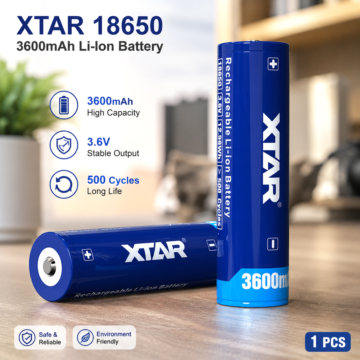 XTAR Baterai Rechargeable 18650 Li-Ion 3600mAh 3.6V 10A 1 PCS - XT1P