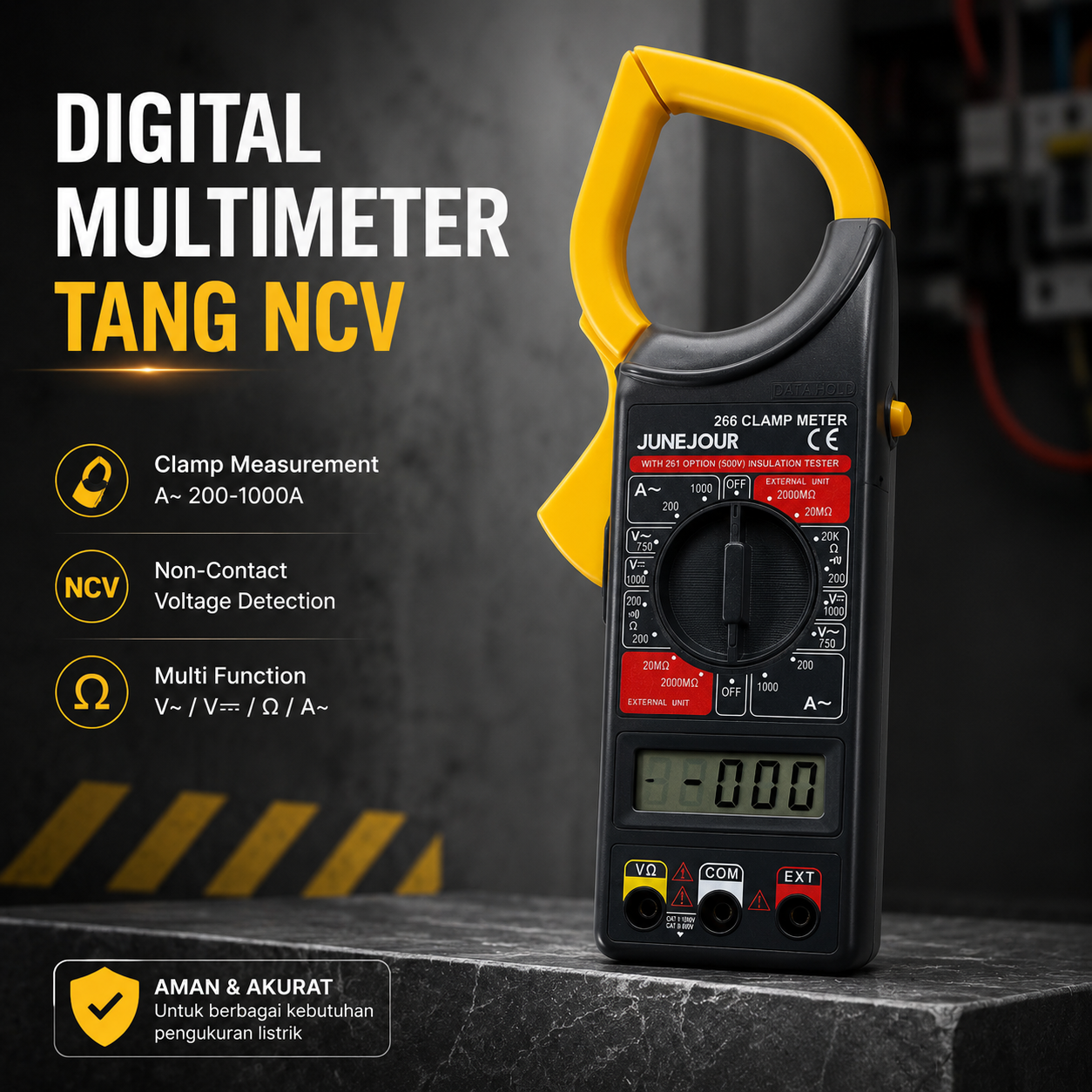 JUNEJOUR Digital Clamp Multimeter Tang Ampere - DT266