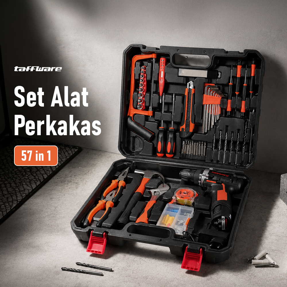 Taffware Alat Set Bor Listrik Palu Tang Obeng Kunci Inggris 57 in 1 - TZ168