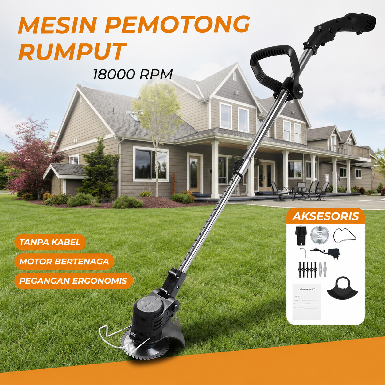 Vasily Mesin Pemotong Rumput Ranting Electric Grass Trimmer 1500mAh - HT-901