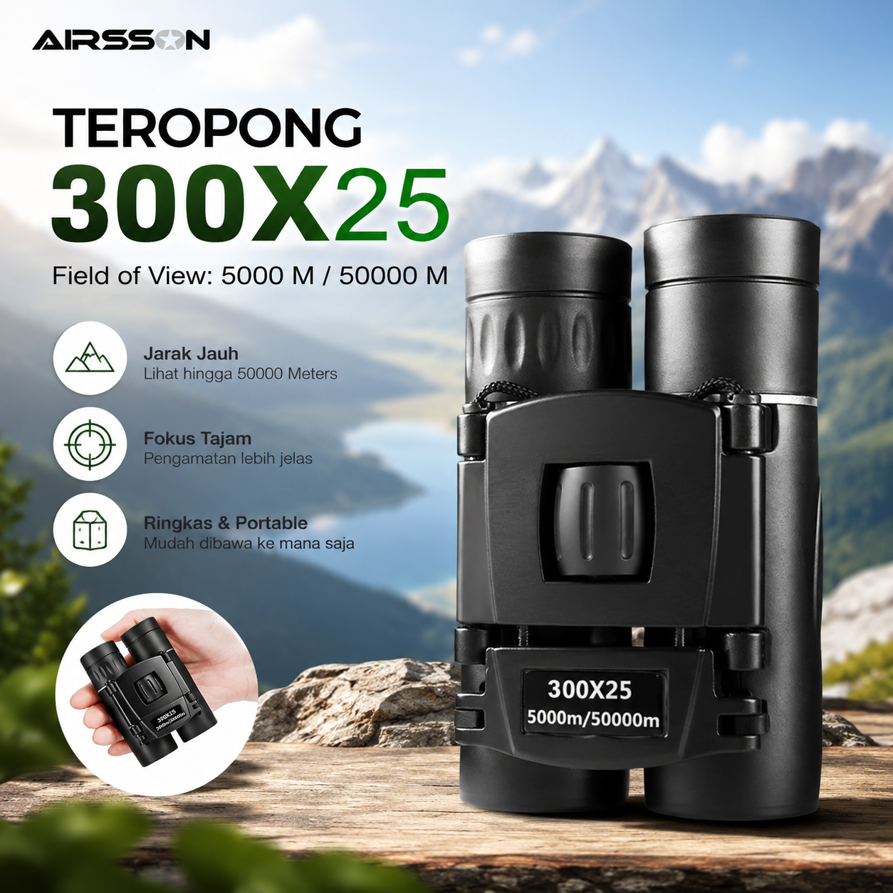 ARSSON Teropong Binocular Magnification 300x25 Night Vision - XB821PP