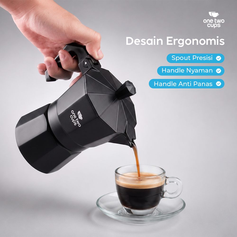 One Two Cups Moka Pot Teko Kopi Espresso Coffee Maker Stovetop - L10 - Gambar 5