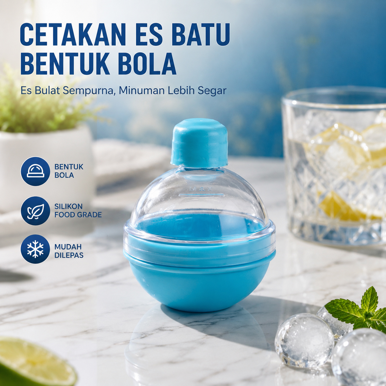 TaffHOME Cetakan Es Batu Silikon Bulat Light Bulb Ice Cube Mold - GJ298