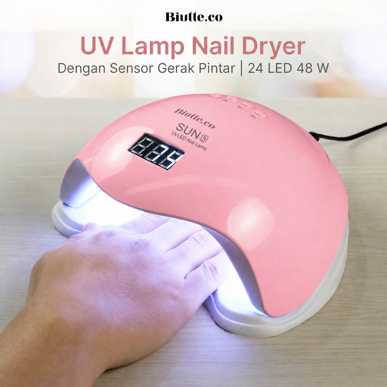 Biutte.co Pengering Kutek UV Lamp Nail Dryer Sensor LCD 24 LED 48W - SUN5